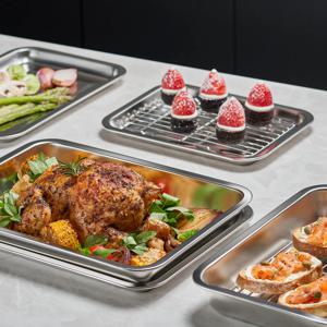 스텐 사각 트레이 3종세트(트레이+밧드+렉)