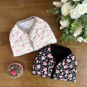 강아지 조끼 로즈 꽃누빔 퀼팅 프릴 수면조끼 따뜻한 겨울옷 S