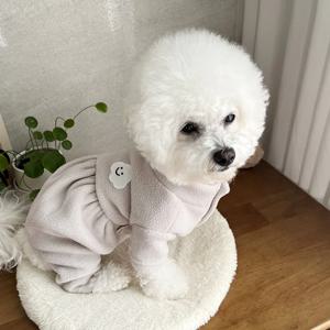 강아지올인원 몽글 두툼 후리스 방한복 아우터 겨울 강아지옷 S