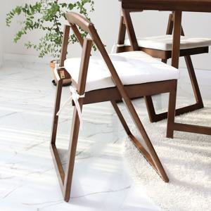 [리퍼] 플랫 고무나무 원목 접이식 식탁의자 2color