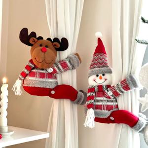 크리스마스 커튼 집게 타이백 3type 산타 인형 장식 인테리어 소품 오브제 오너먼트