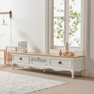 오딜 엔틱 거실장 원목 tv장 거실 티비장(아이보리)