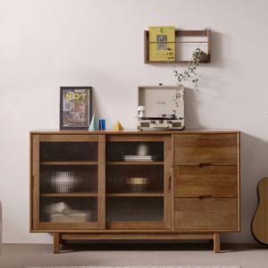 세컨하우스 와이드 광폭 원목 주방 슬라이딩 서랍수납장 그릇장 1500_J308