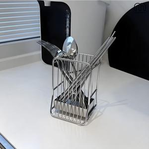 [해외] 스완 스텐 수저통 물빠짐 사각 수저 정리함 거치대 주방 싱크대 건조대 조리도구 통