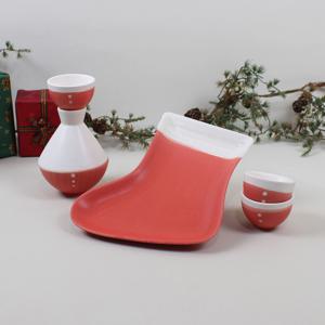 도자기 소주잔/술잔+안주접시 세트 크리스마스 선물 양말신은 산타 도쿠리세트(5P)