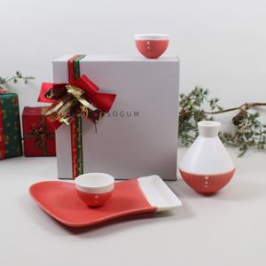 도자기 크리스마스 선물 소주잔+안주접시 세트 양말신은 산타 도쿠리 커플세트(4P)