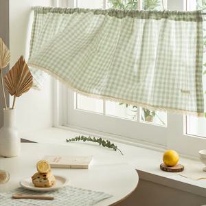 민트 멜란체크 주방커튼 바란스커튼