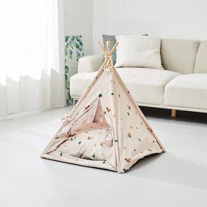 펫본 부드러운 극세사 보온 방한티피텐트 BEIGE 방석 포함