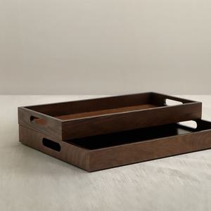 사각 우드 트레이 원목 손잡이 카페 나무 쟁반
