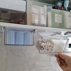 부착식 히든 서랍 슬라이딩 투명 언더서랍 데스크 정리함 욕실장 화장품 수납함