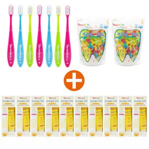 어린이 구강케어세트 (치약 60g 10개+실크칫솔 7개+예꼬맘 치실팩 2개) 유아 출산선물