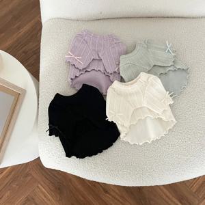 젬마 리본 반크롭 티셔츠 반려동물 강아지 옷 애견의류 여아용 반려견 패션 상의 데일리룩
