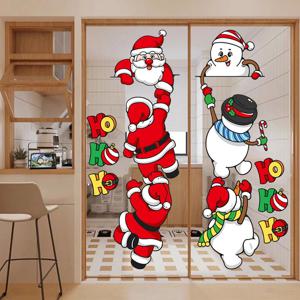 크리스마스 패밀리 산타 눈사람 대형 장식 스티커 창문 유리창 시트지 문꾸미기 3size