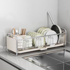 틈새 자동 물빠짐 미니 식기 설거지 건조대 수저통 포함