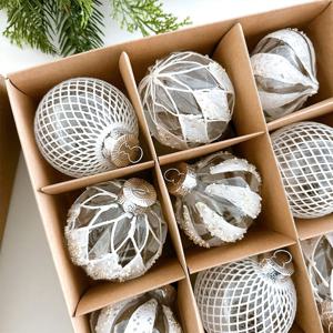 로코코 아크릴 오너먼트 (2종) 크리스마스 트리 장식 화이트 글리터 비즈 데코 소품