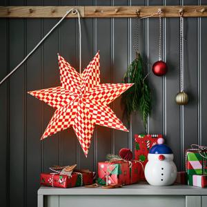 스트롤라 전등갓 장식조명 별모양 레드/화이트 48cm