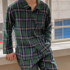 J'eu 리스 타탄체크 커플 파자마 잠옷 세트 Man, 2color