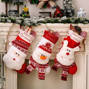 [해외] 크리스마스 선물 보관 양말 가방 주머니 세트 3P