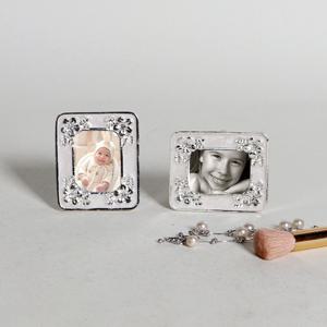 실버메탈 플라워 큐빅 보석 은도금 여권판 사진액자 (2개)