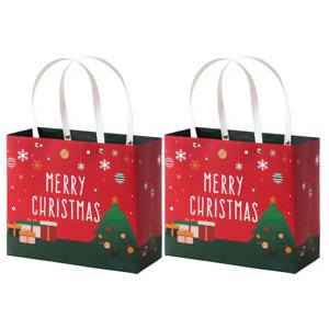 크리스마스 선물 포장 종이가방 2p 레드 미디움