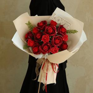 러브로즈 LED 대형 장미 토퍼 비누꽃 꽃다발 6color