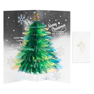 모던앳 크리스마스 3D 입체 트리 카드 그린