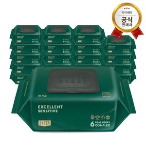 물티슈 엑셀런트82 센시티브 캡형 70매 20팩 (82g)