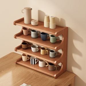 감성 원목 3단 4단 수납선반 내추럴 티테이블 컵 진열 정리대 홈카페 인테리어 장식장
