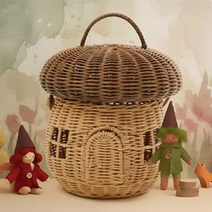 라탄 머쉬룸하우스 피크닉바구니 인테리어 소품 바스켓