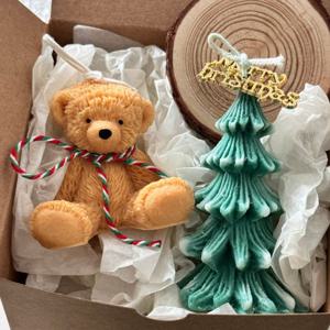 크리스마스 베어 + 트리캔들 / 우드코스터 세트