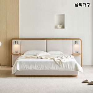 에포트 LED 조명 패브릭 원목침대 Q/K/LK (매트포함)