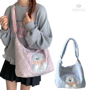 럭키퍼피 하트 퀄팅 에코백 엠보싱 데일리백