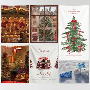 크리스마스 트리 소품 감성 빈티지 장식 카페 패브릭 포스터/가리개 커튼_60종