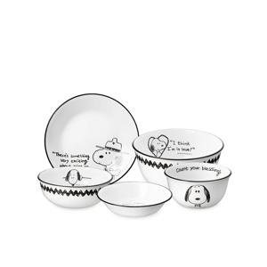 스누피앤찰리에디션 한국형 1인 5P 원형 면기홈세트