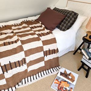 브라운 라인  플란넬 소파커버/블랭킷/담요