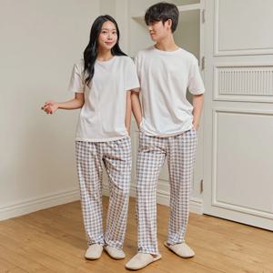 남녀공용 주머니 체크 스판극세사 파자마 수면바지 밍크 겨울파자마
