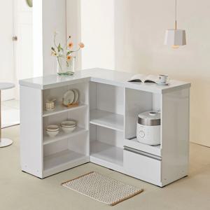 세릴 아일랜드식탁 ㄱ자 코너형 주방 인조대리석 홈바테이블 (1color)