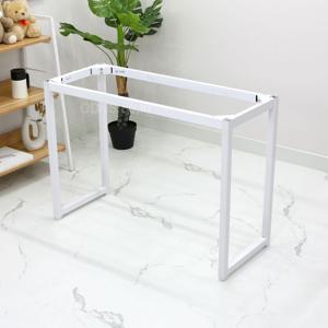 심플한 화이트 철제 분체 도장 조립식 테이블 스틸 발통 1000 x 400 네모 디자인