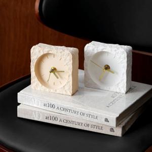 [해외] 무소음 북유럽 스타일 탁상시계 사암 트라버틴 시계 동굴석 스타일 3color