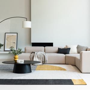 오브제 옐로우 단모 거실 대형 러그 카페트 3size