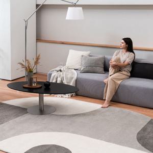 아르벨라 오벌 그레이 단모 거실 대형 러그 타원 카페트 3size