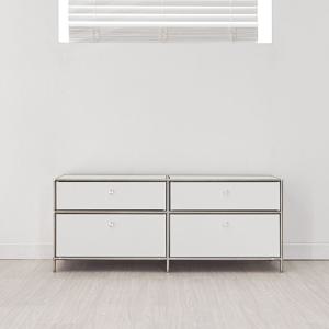 국내생산 엘리아 1200 2단 모듈 철제 미드센츄리 서랍형 와이드 수납장 티비다이