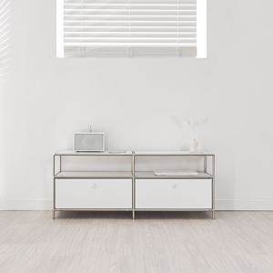 국내생산 엘리아 1200 1단 모듈 철제 미드센츄리 서랍형 와이드 수납장 티비다이