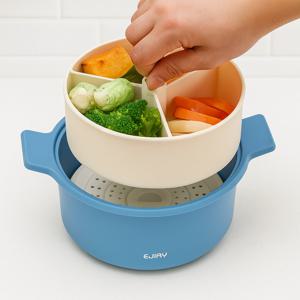 칸칸이 실리콘 전자레인지 찜기 이유식 야채 만두 라면 계란찜 간편 조리 세트