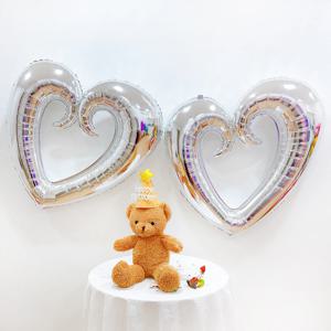 실버 100cm 하트은박풍선 2개 생일 데코 장식 소품 꾸미기 이벤트 프로포즈