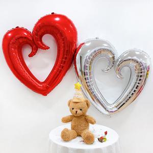 레드실버 100cm 하트은박풍선 2개 생일 데코 장식 소품 꾸미기 이벤트 프로포즈