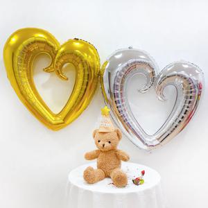 골드실버 100cm 하트은박풍선 2개 생일 데코 장식 소품 꾸미기 이벤트 프로포즈