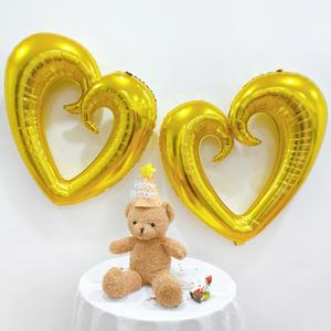골드 100cm 하트은박풍선 2개 생일 데코 장식 소품 꾸미기 이벤트 프로포즈