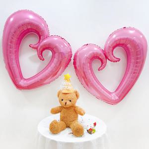 핑크 100cm 하트은박풍선 2개 생일 데코 장식 소품 꾸미기 이벤트 프로포즈