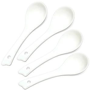 러브앤아트 본차이나 국물스푼 4P세트 화이트 도자기 우동스푼 요거트스푼 8415